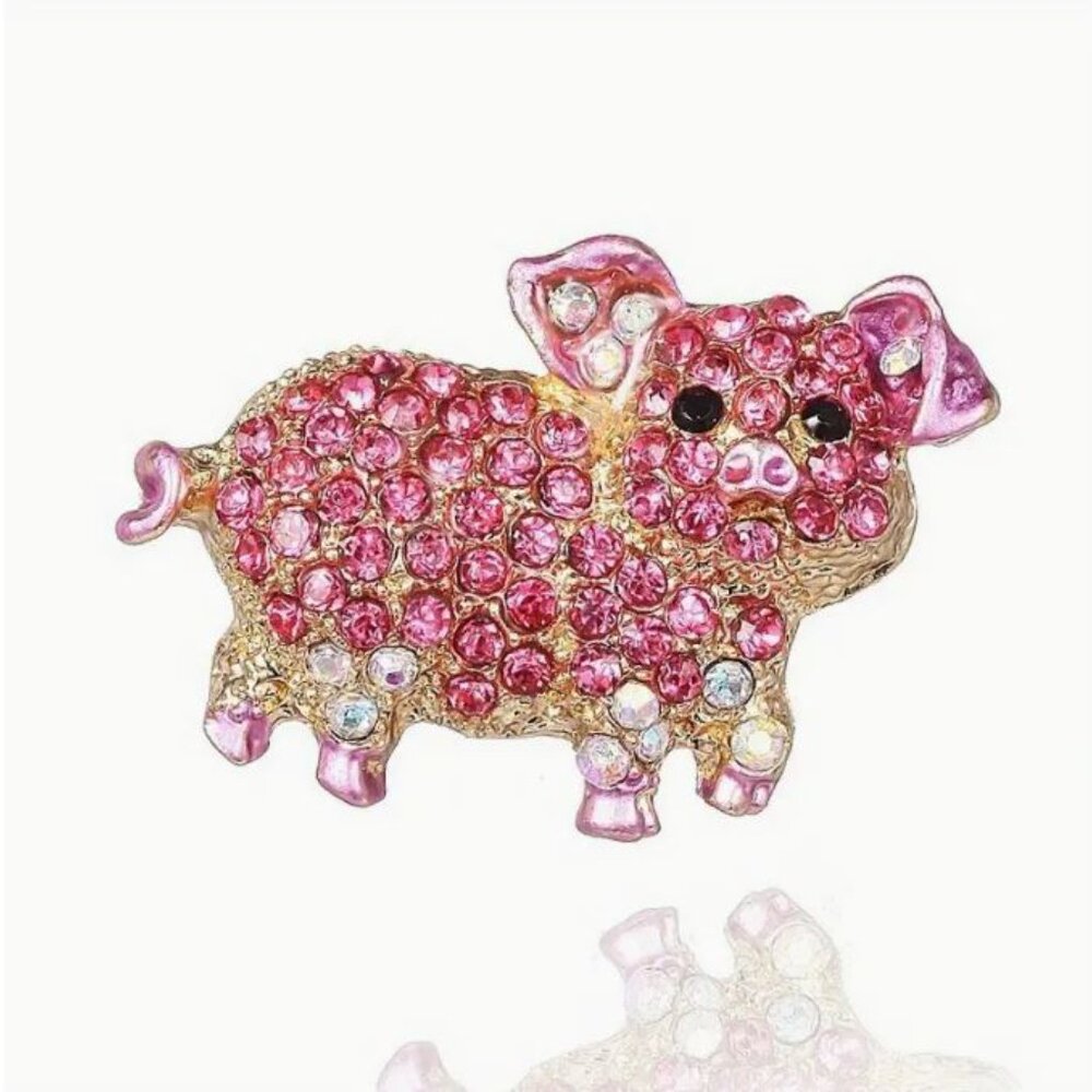 NEW Wilbur Pink Pave Crystal Petite Pig Brooch Piglet Pin